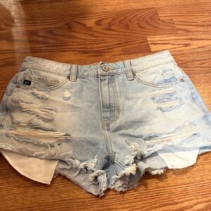 KanCan Light Blue Distressed Jean Shorts
